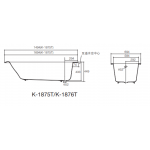 Kohler Parallel 1.7米嵌入式鑄鐵浴缸+浴缸扶手 (K-1876T-GR-0+ K-8278T-CP)